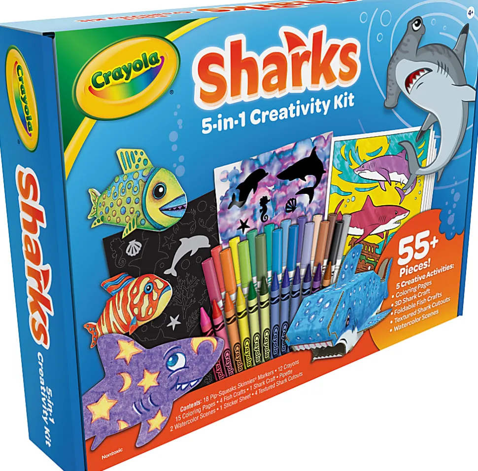 Crayola Shark 5-in-1 Art Kit, Shark Toys Alternative - 040760