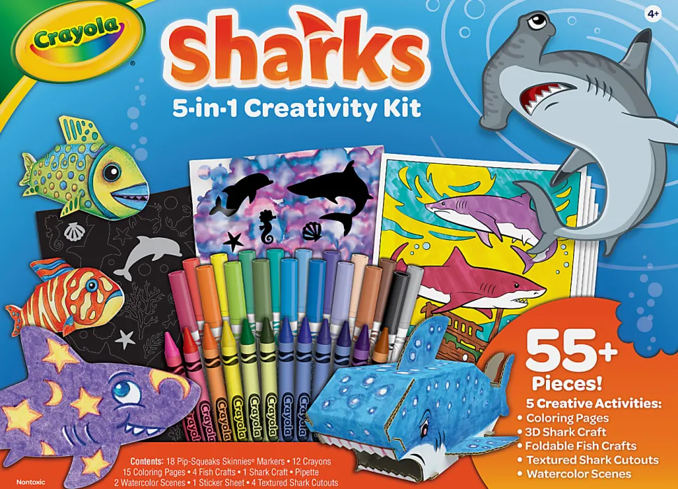Crayola Shark 5-in-1 Art Kit, Shark Toys Alternative - 040760
