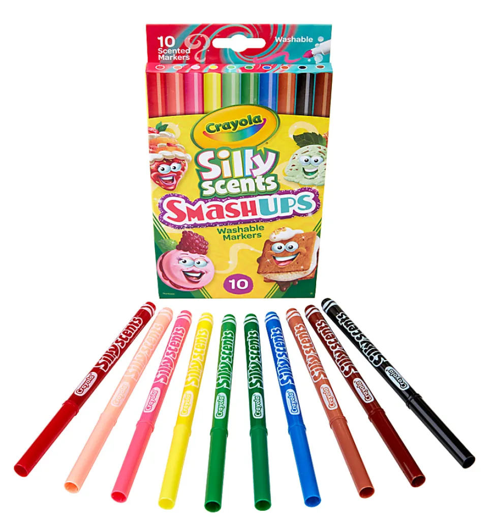 Crayola® Silly Scent Smashups Fine Line Washable Markers, Assorted Colors, Pack Of 10 Markers