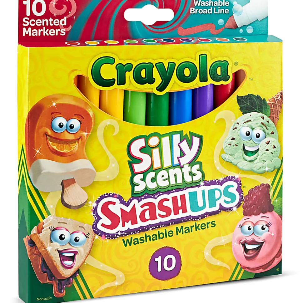 Crayola® Silly Scents Slim Scented Washable Markers, Broad Point, Assorted Colors, Pack Of 10 Markers