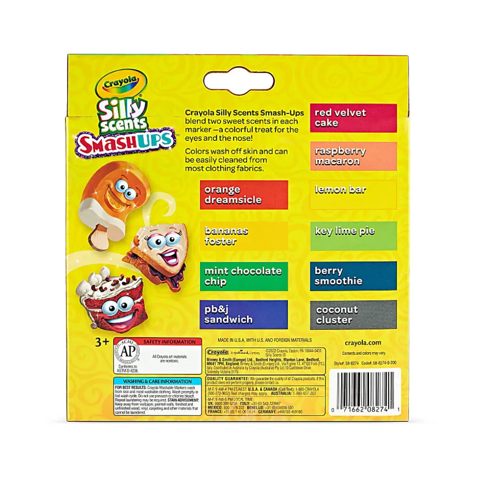Crayola® Silly Scents Slim Scented Washable Markers, Broad Point, Assorted Colors, Pack Of 10 Markers