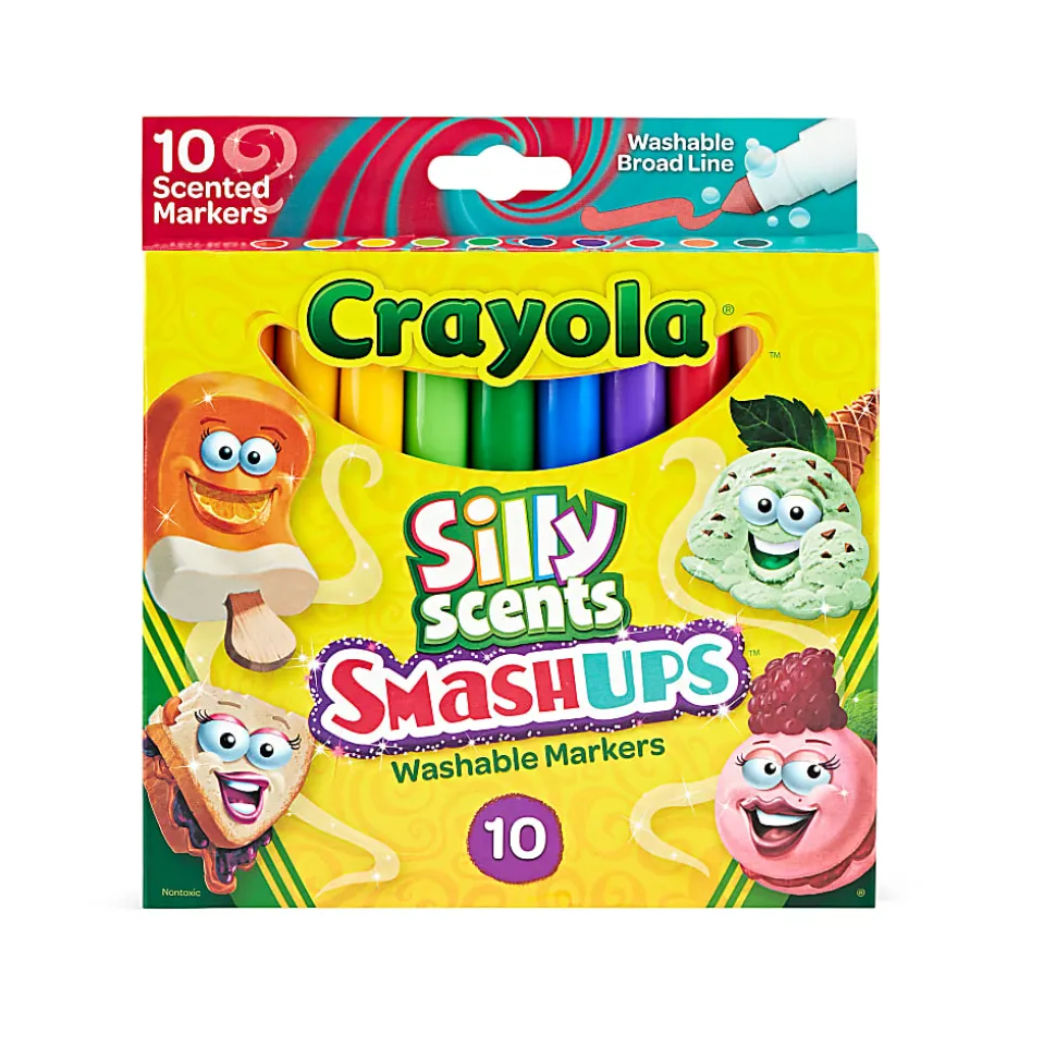Crayola® Silly Scents Slim Scented Washable Markers, Broad Point, Assorted Colors, Pack Of 10 Markers