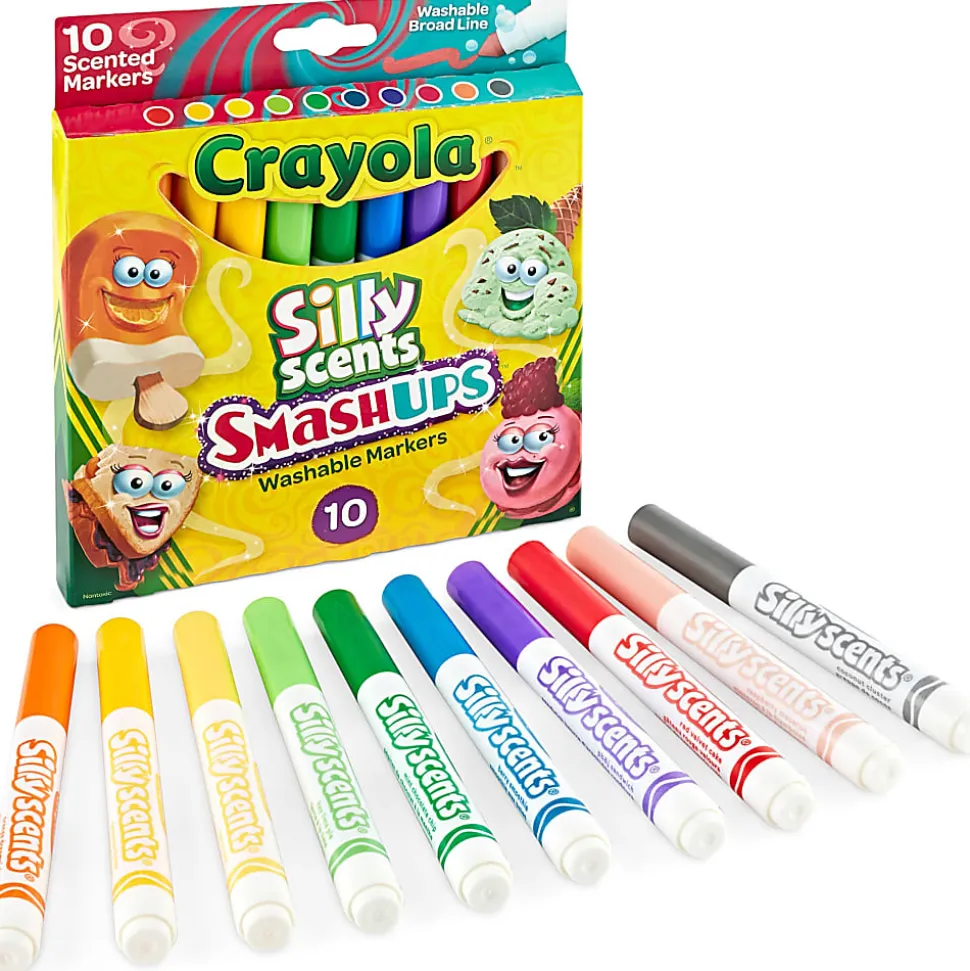 Crayola® Silly Scents Slim Scented Washable Markers, Broad Point, Assorted Colors, Pack Of 10 Markers