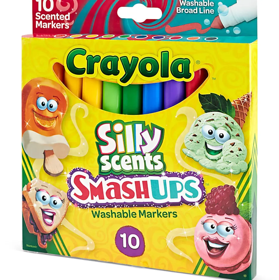 Crayola® Silly Scents Slim Scented Washable Markers, Broad Point, Assorted Colors, Pack Of 10 Markers