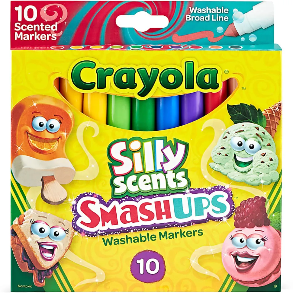 Crayola® Silly Scents Slim Scented Washable Markers, Broad Point, Assorted Colors, Pack Of 10 Markers