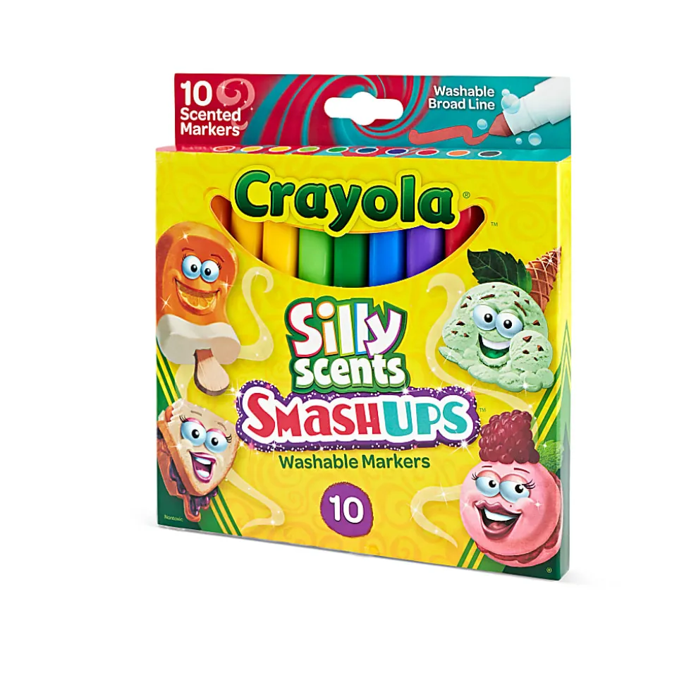 Crayola® Silly Scents Slim Scented Washable Markers, Broad Point, Assorted Colors, Pack Of 10 Markers