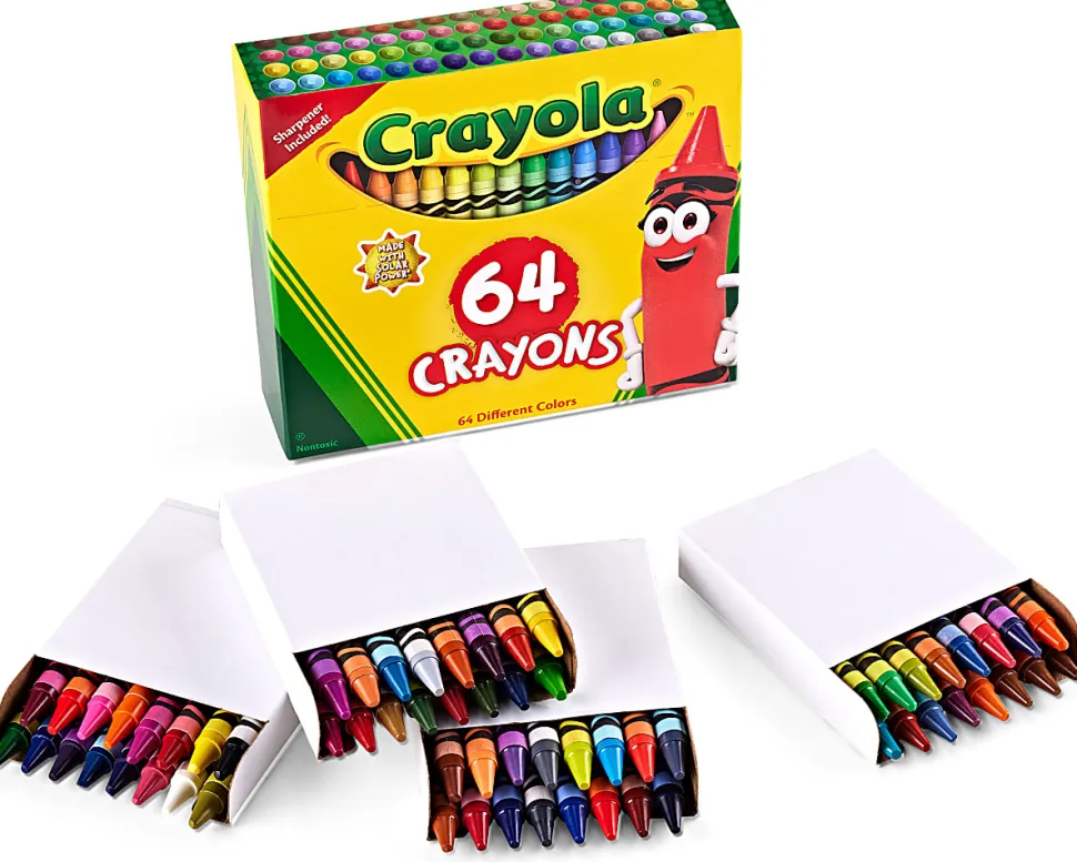 Crayola® Standard Crayons With Built-In Sharpener, Assorted Colors, Box Of 64 Crayons