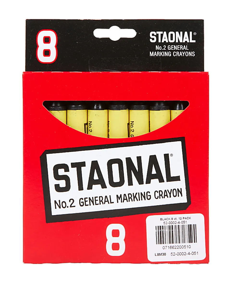 Crayola® Staonal Marking Crayons, 5", Black, Box Of 8 Crayons