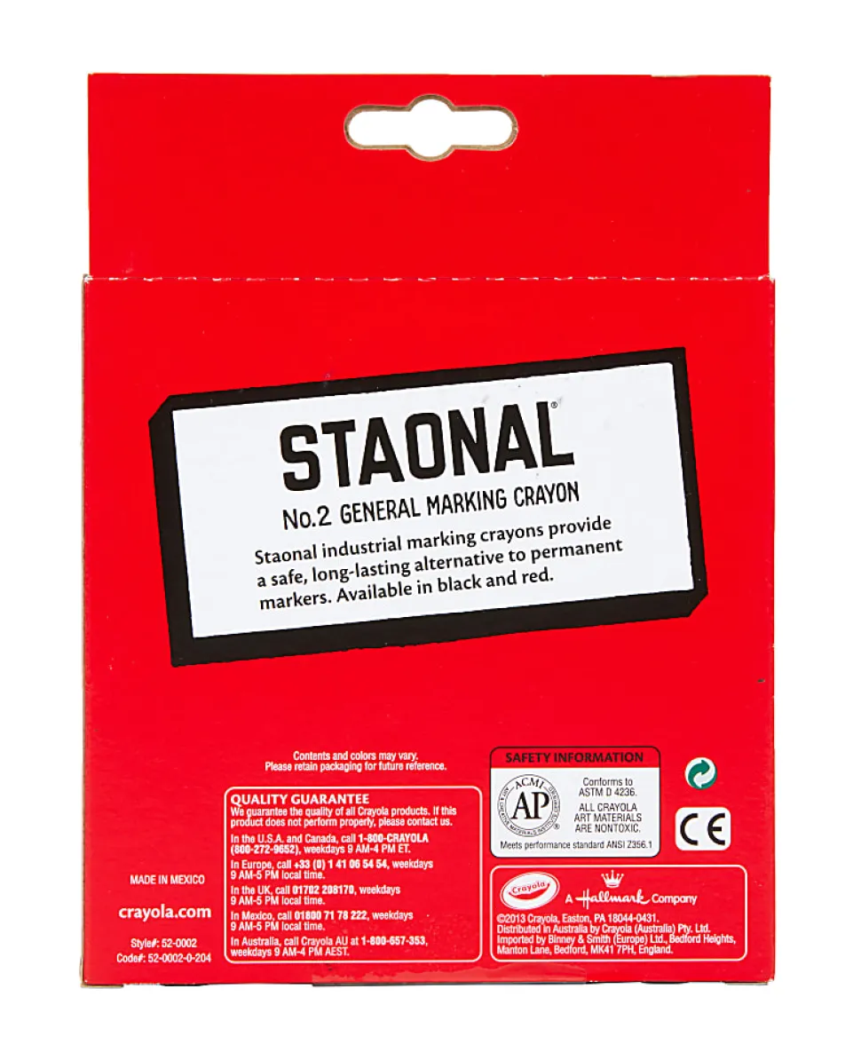 Crayola® Staonal Marking Crayons, 5", Black, Box Of 8 Crayons