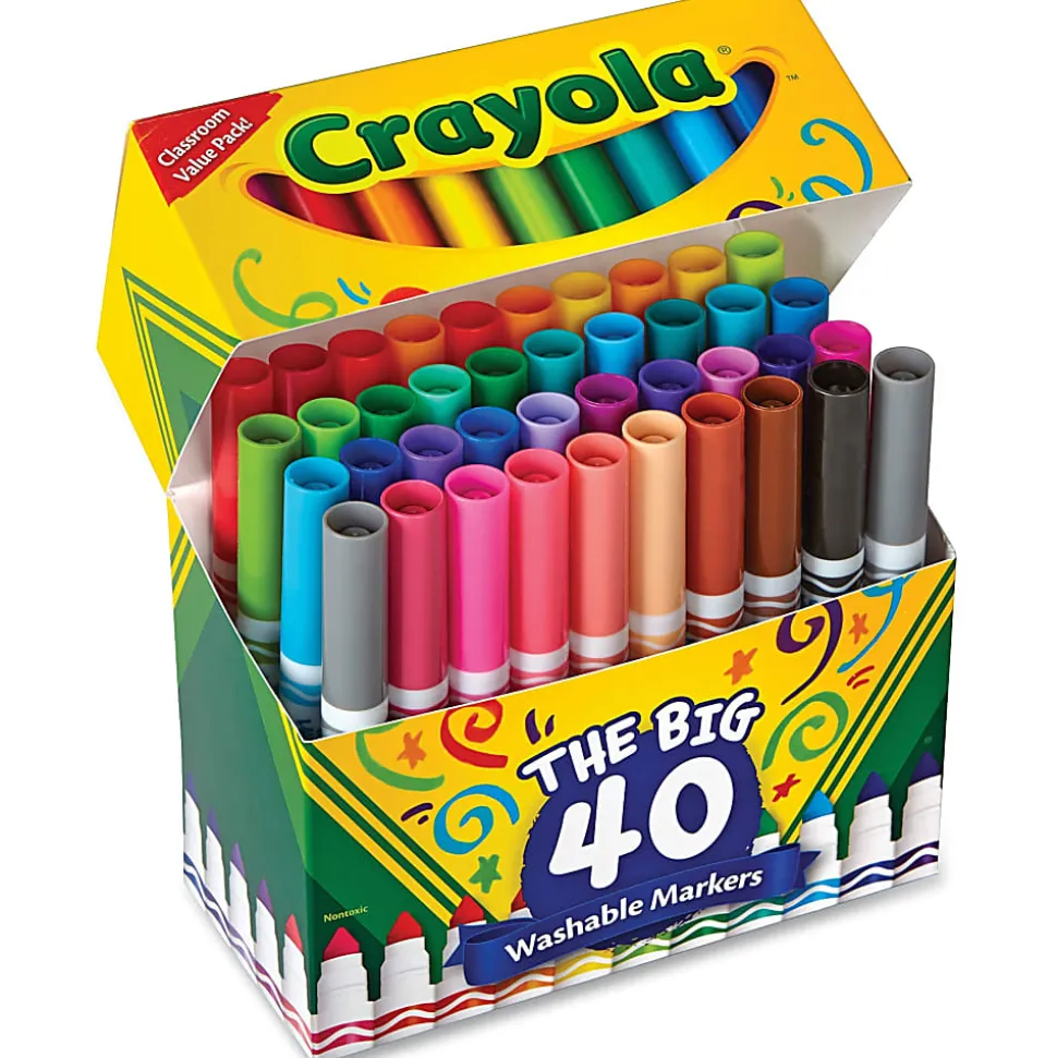 Crayola® The Big 40 Washable Markers, Set Of 40 Markers, Conical Point, Assorted Colors