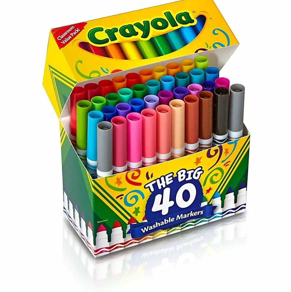Crayola® The Big 40 Washable Markers, Set Of 40 Markers, Conical Point, Assorted Colors
