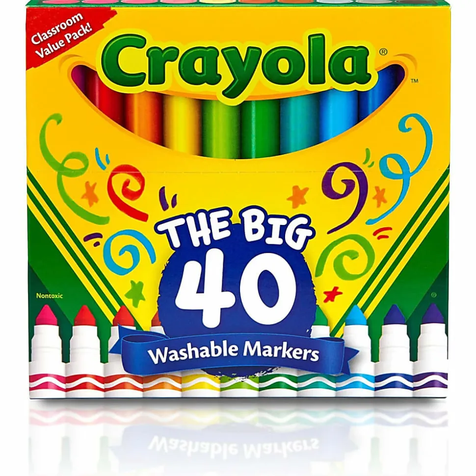Crayola® The Big 40 Washable Markers, Set Of 40 Markers, Conical Point, Assorted Colors
