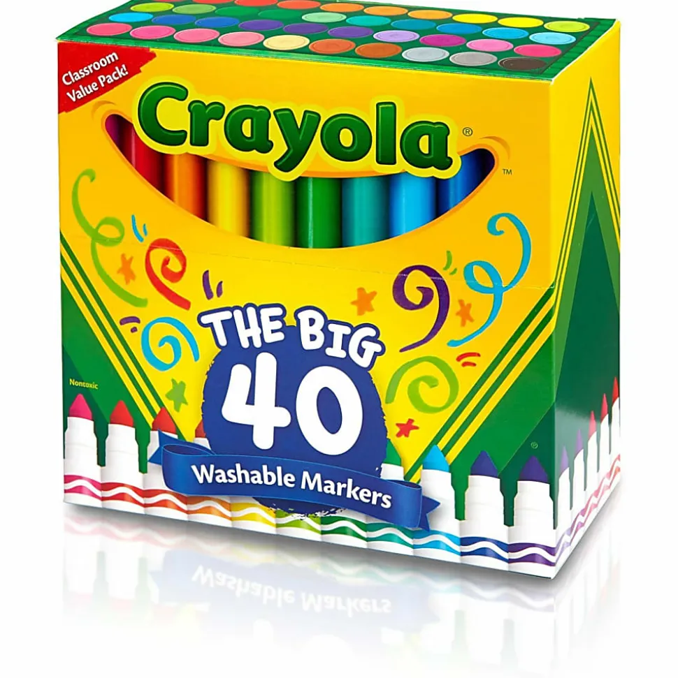 Crayola® The Big 40 Washable Markers, Set Of 40 Markers, Conical Point, Assorted Colors