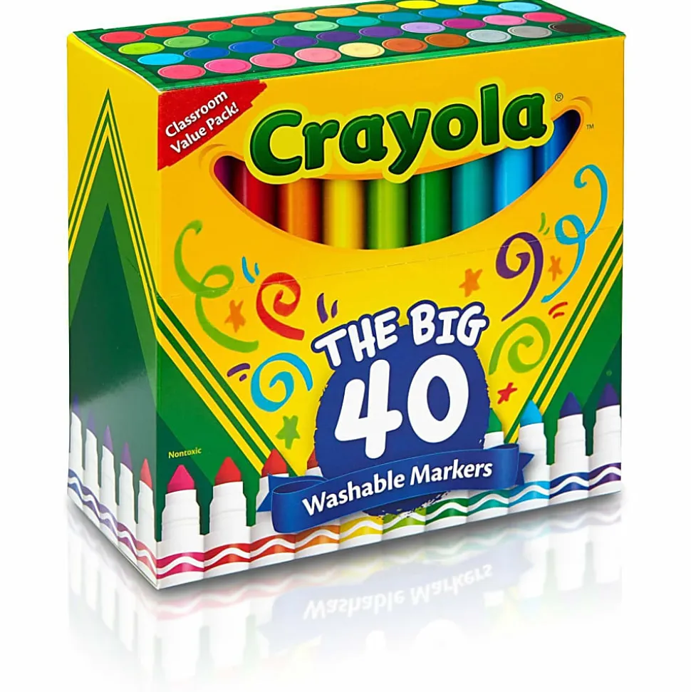 Crayola® The Big 40 Washable Markers, Set Of 40 Markers, Conical Point, Assorted Colors