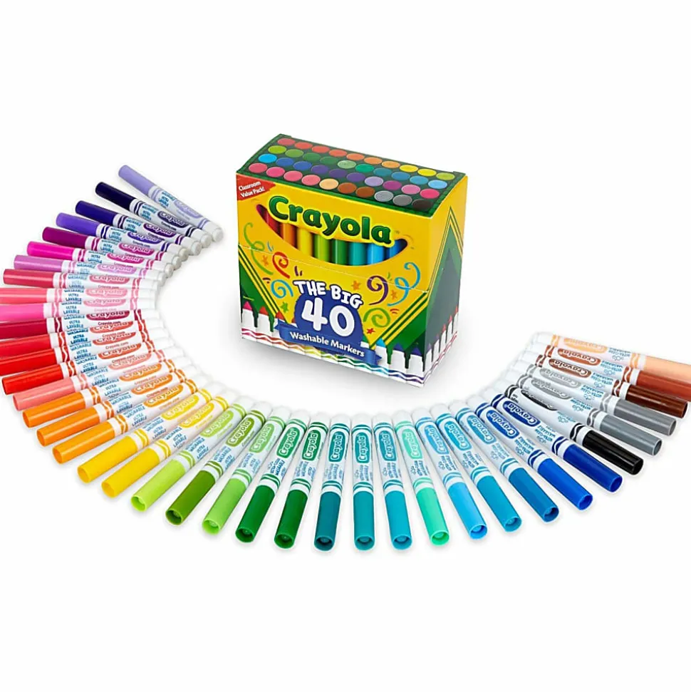 Crayola® The Big 40 Washable Markers, Set Of 40 Markers, Conical Point, Assorted Colors