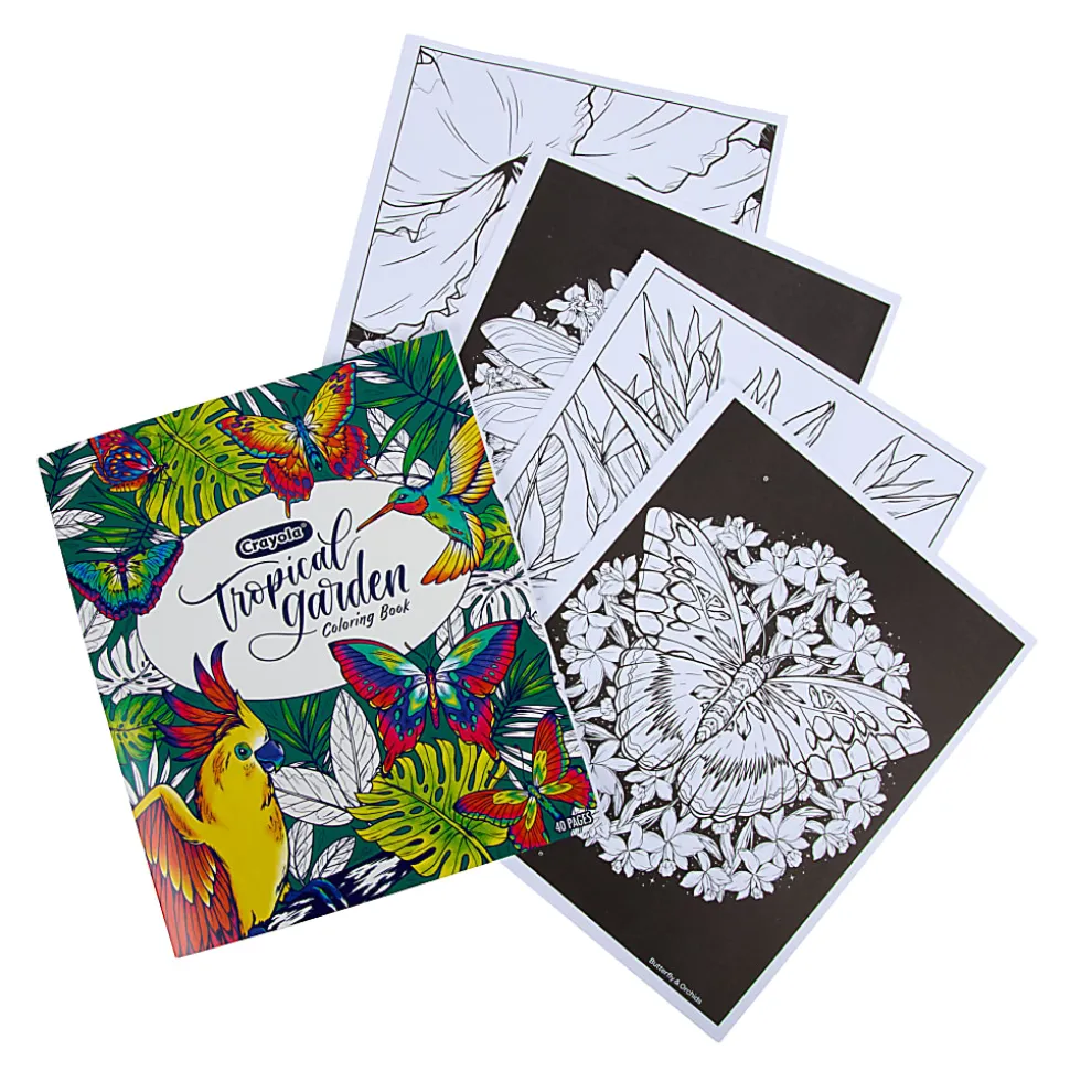 Crayola Tropical Garden Coloring Book, Adult Coloring Gift, 40 Pages