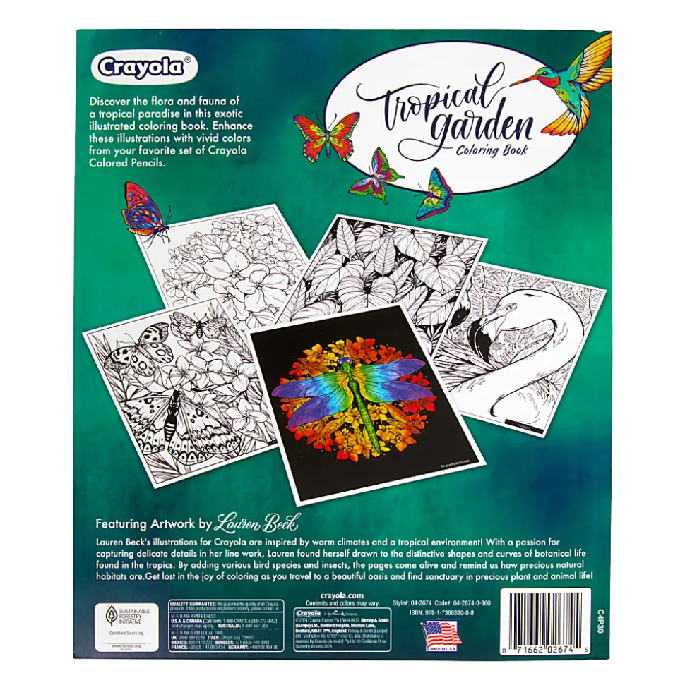 Crayola Tropical Garden Coloring Book, Adult Coloring Gift, 40 Pages