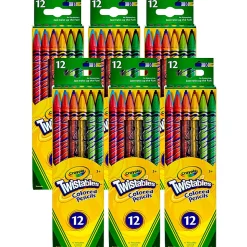 Crayola Twistables Colored Pencils, 2 mm, Assorted Colors, 12 Colored Pencils Per Box, Set Of 6 Boxes