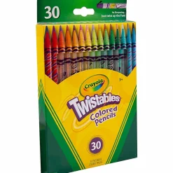 Crayola® Twistables® Color Pencils, Assorted Colors, Cylindrical Pouch, Set Of 30