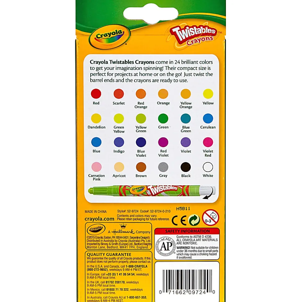 Crayola® Twistables® Crayons With Plastic Container, Mini Size, Assorted Colors, Pack Of 24 Crayons