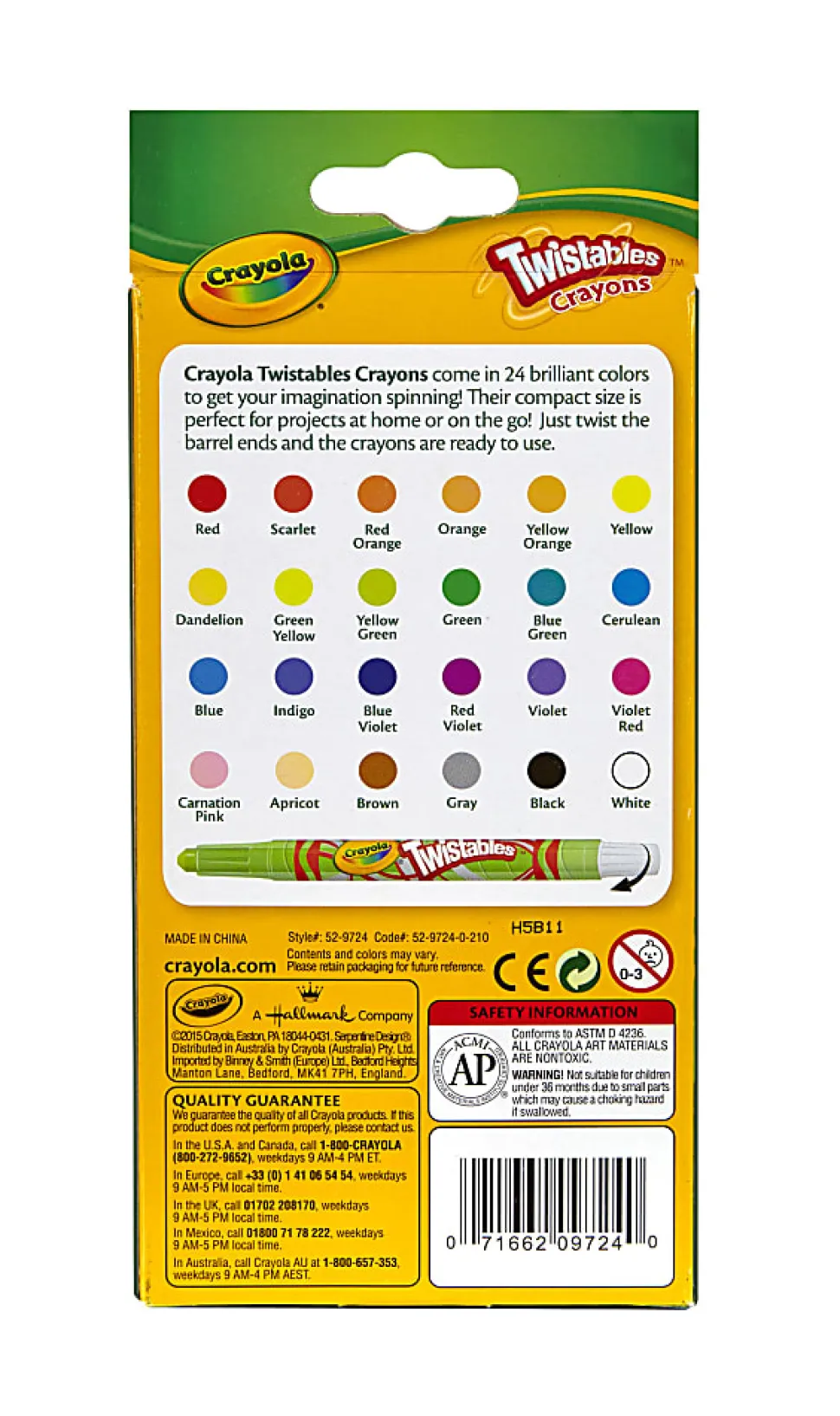 Crayola® Twistables® Crayons With Plastic Container, Mini Size, Assorted Colors, Pack Of 24 Crayons
