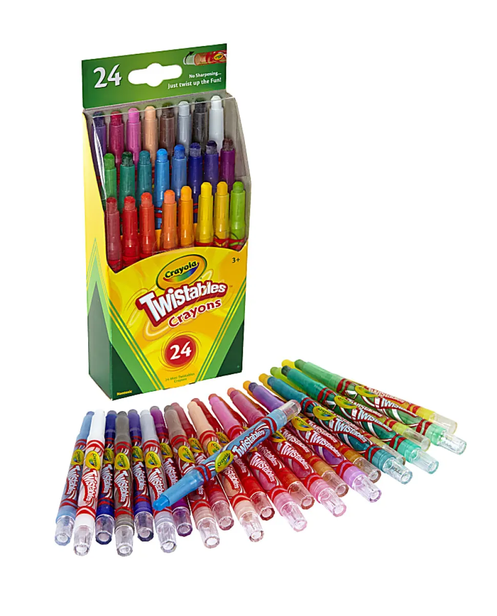 Crayola® Twistables® Crayons With Plastic Container, Mini Size, Assorted Colors, Pack Of 24 Crayons