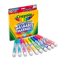 Crayola Ultra-Clean Markers, Broad Tip, Assorted Colors, 10 Markers Per Pack, Set Of 6 Packs