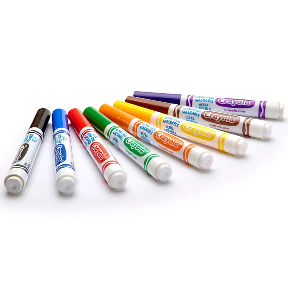 Crayola Ultra-Clean Markers, Pack Of 6 Boxes, Conical Tip, Classic Colors, 8 Markers Per Box