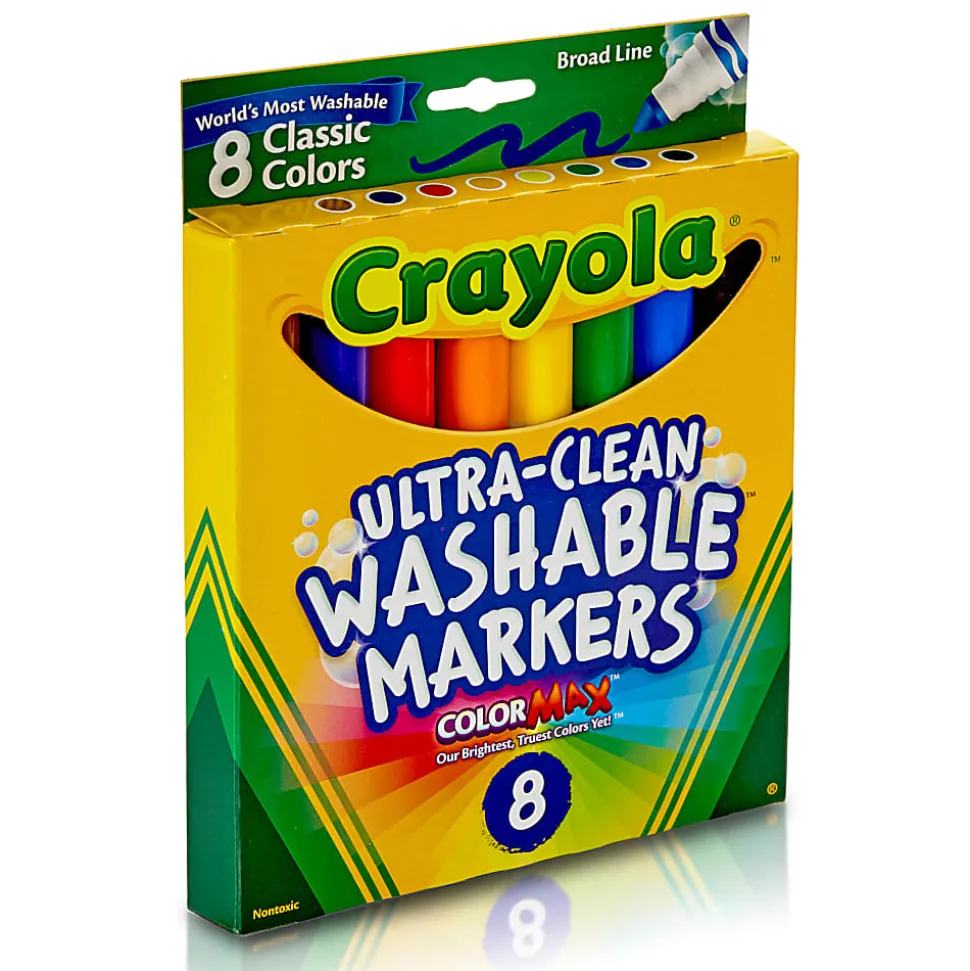 Crayola Ultra-Clean Markers, Pack Of 6 Boxes, Conical Tip, Classic Colors, 8 Markers Per Box