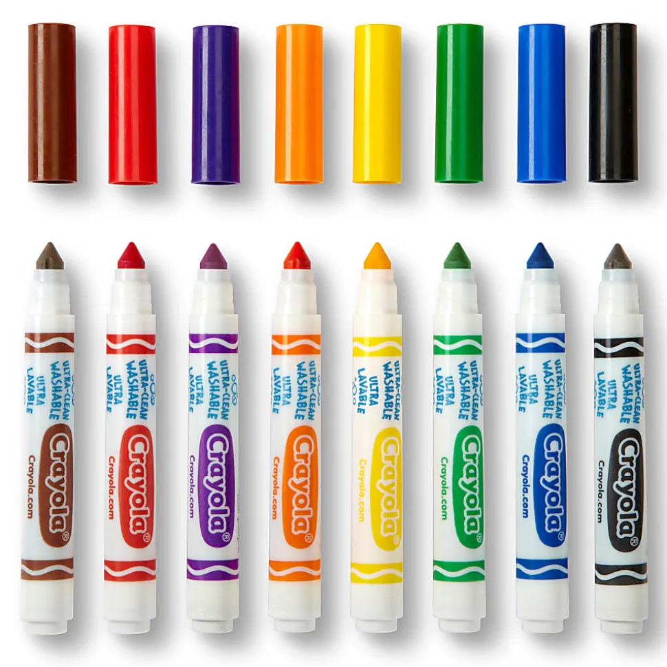 Crayola Ultra-Clean Markers, Pack Of 6 Boxes, Conical Tip, Classic Colors, 8 Markers Per Box