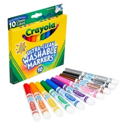 Crayola Ultra-Clean Markers, Pack Of 6 Boxes, Broad Line, Classic Colors, 10 Markers Per Box