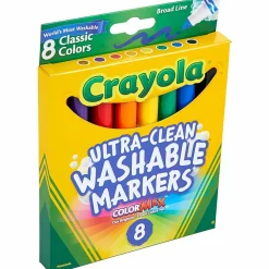 Crayola® Ultra-Clean Washable Color Markers, Broad Tip, Assorted Classic Colors, Box Of 8