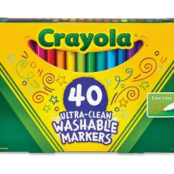 Crayola® Ultra-Clean Washable Markers, Fine Point, Assorted Colors, Set Of 40 Markers
