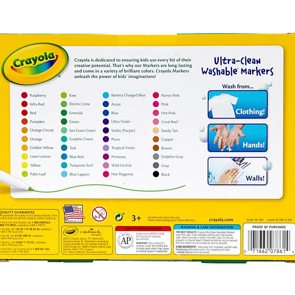 Crayola® Ultra-Clean Washable Markers, Fine Point, Assorted Colors, Set Of 40 Markers