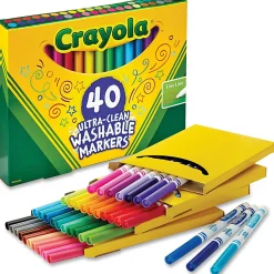 Crayola® Ultra-Clean Washable Markers, Fine Point, Assorted Colors, Set Of 40 Markers
