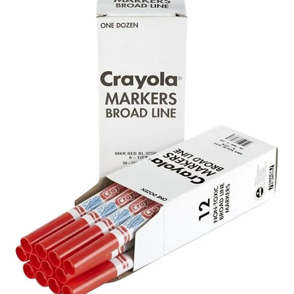 Crayola® Washable Broad Line Markers, Red, Pack Of 12 Markers