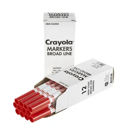 Crayola® Washable Broad Line Markers, Red, Pack Of 12 Markers