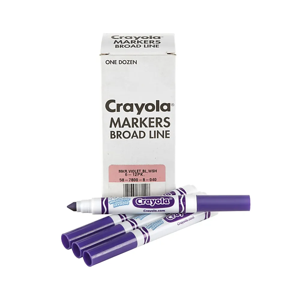 Crayola® Washable Broad Line Markers, Violet, Pack Of 12 Markers