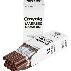Crayola® Washable Broad Line Markers, Brown, Pack Of 12 Markers
