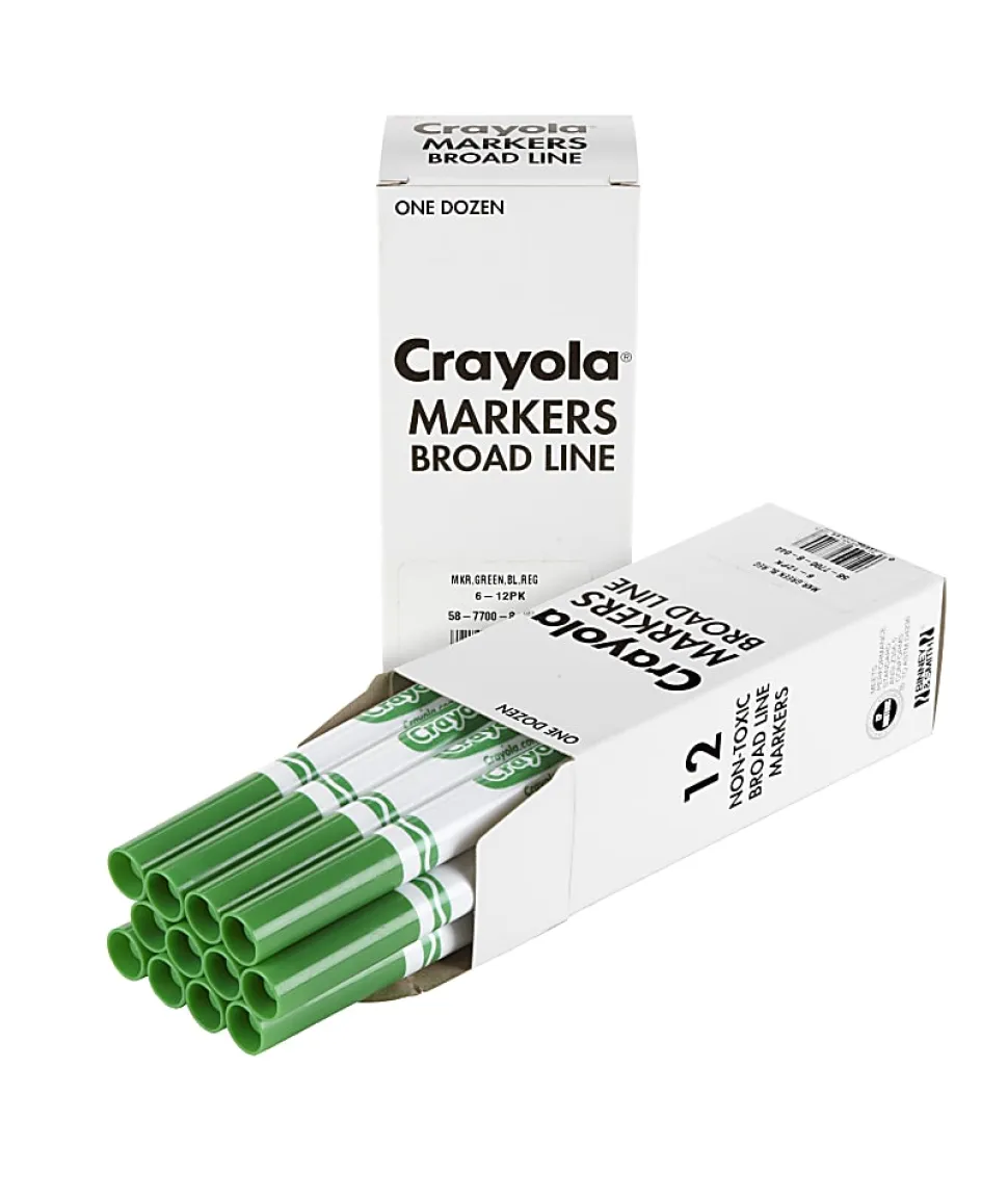 Crayola® Washable Broad Line Markers, Green, Pack Of 12 Markers