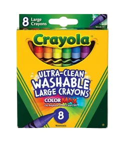 Crayola® Washable Crayons, Large, Assorted Colors, Box Of 8 Crayons