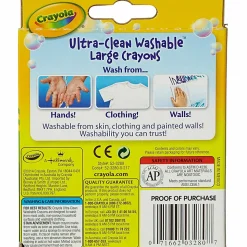 Crayola® Washable Crayons, Large, Assorted Colors, Box Of 8 Crayons