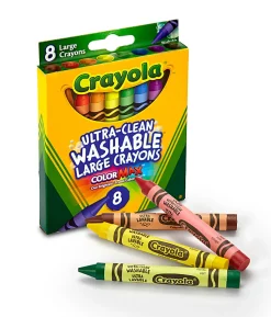 Crayola® Washable Crayons, Large, Assorted Colors, Box Of 8 Crayons