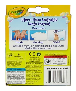Crayola® Washable Crayons, Large, Assorted Colors, Box Of 8 Crayons