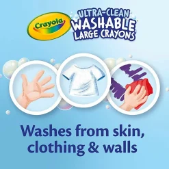Crayola® Washable Crayons, Large, Assorted Colors, Box Of 8 Crayons