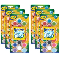 Crayola Washable Kids Paint Set & Paintbrush, 18 Count, 6 Sets