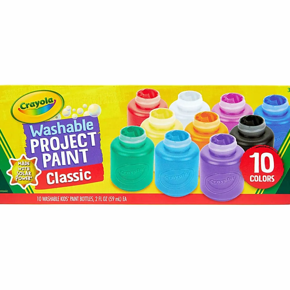 Crayola® Washable Kids' Paint Set, 2 Fl Oz, Assorted Colors, Set Of 10 Paint Bottles
