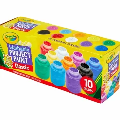 Crayola® Washable Kids' Paint Set, 2 Fl Oz, Assorted Colors, Set Of 10 Paint Bottles