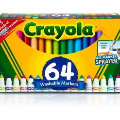 Crayola® Washable Markers, Set Of 64 Markers, Conical Point, Assorted Colors