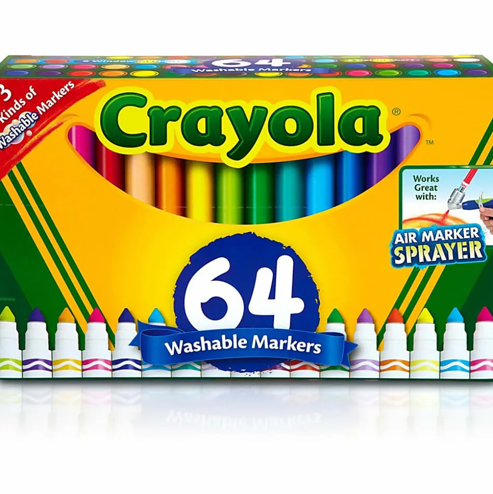 Crayola® Washable Markers, Set Of 64 Markers, Conical Point, Assorted Colors